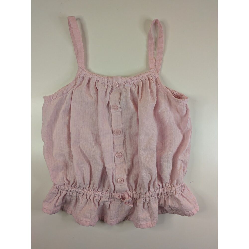 Old Navy Girls Size 5T Pink Cotton Ruffle Peplum Cami Blouse